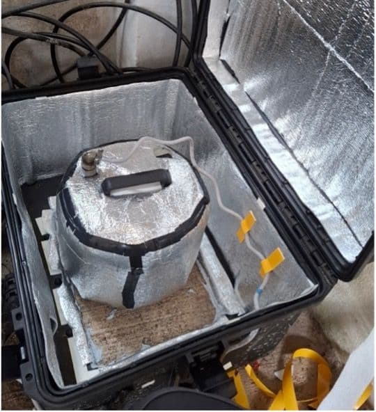 The Wee-g sensor in situ with new thermal insulation.